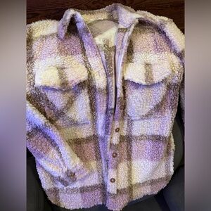 Pink and brown Sherpa jacket